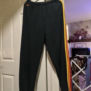 Aviator Nation Black Rainbow Stripe Jogger Sweatpants – Size XL